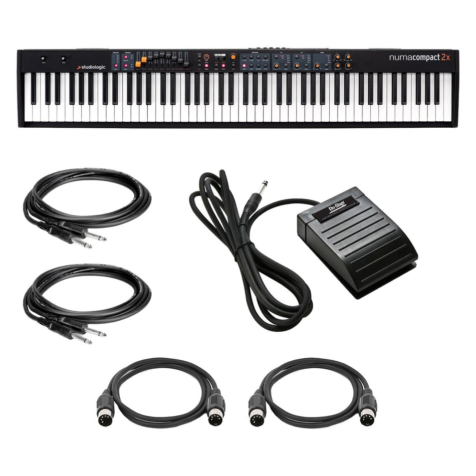 Studiologic Numa Compact 2X 88-Key Keyboard w/ Cables & Sustain Pedal Bundle