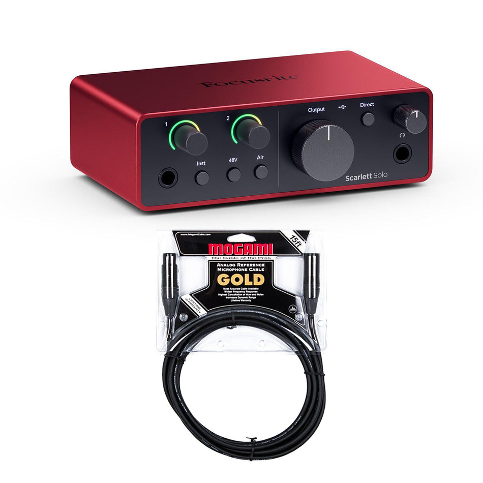 Focusrite Scarlett Solo (4th Gen) Audio Interface Bundle with Mogami Gold XLR Cable