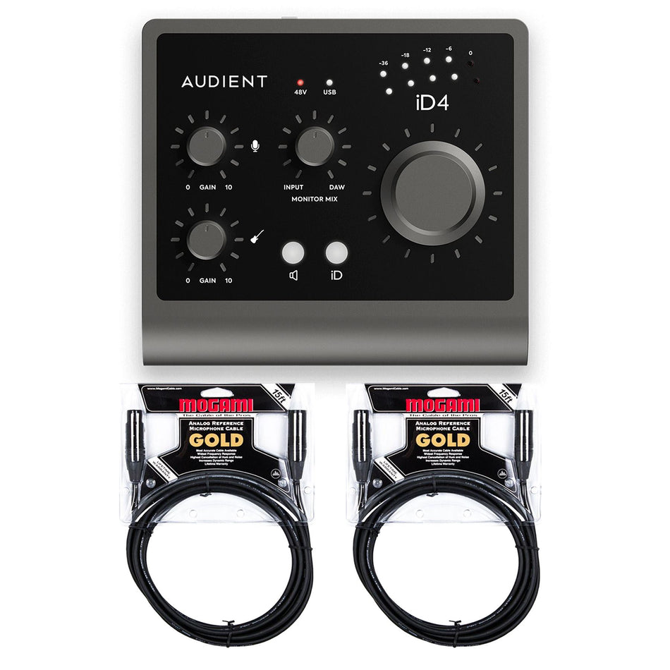 Audient ID4 MKII USB Interface Bundle with 2 Mogami Gold Studio XLR Cables