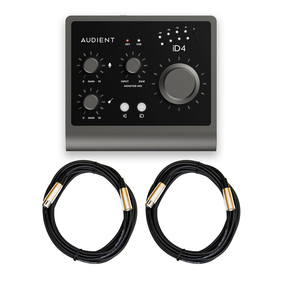 Audient ID4 MKII USB Audio Interface Bundle with 2 20-foot XLR Cables