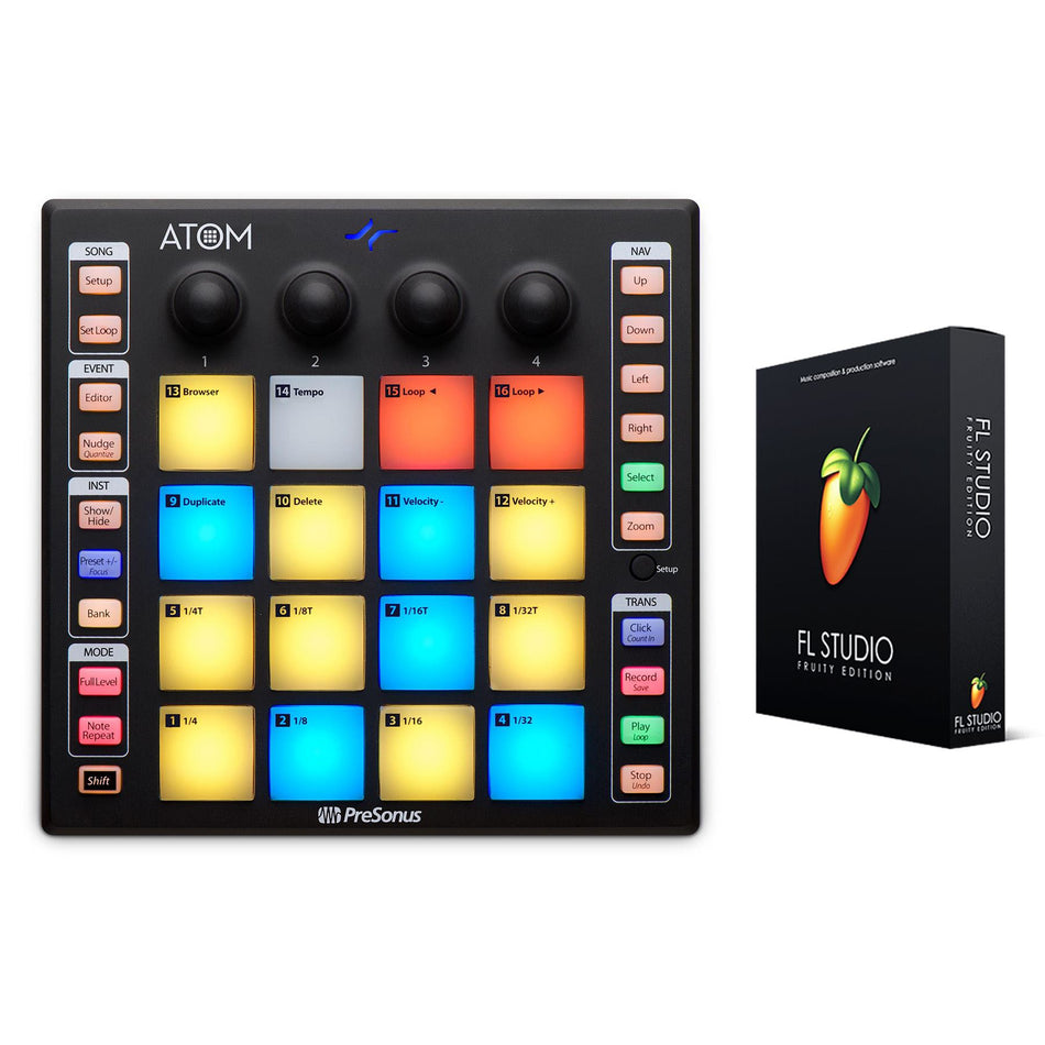 PreSonus ATOM USB MIDI Pad Controller Bundle with FL Studio Fruity Edition
