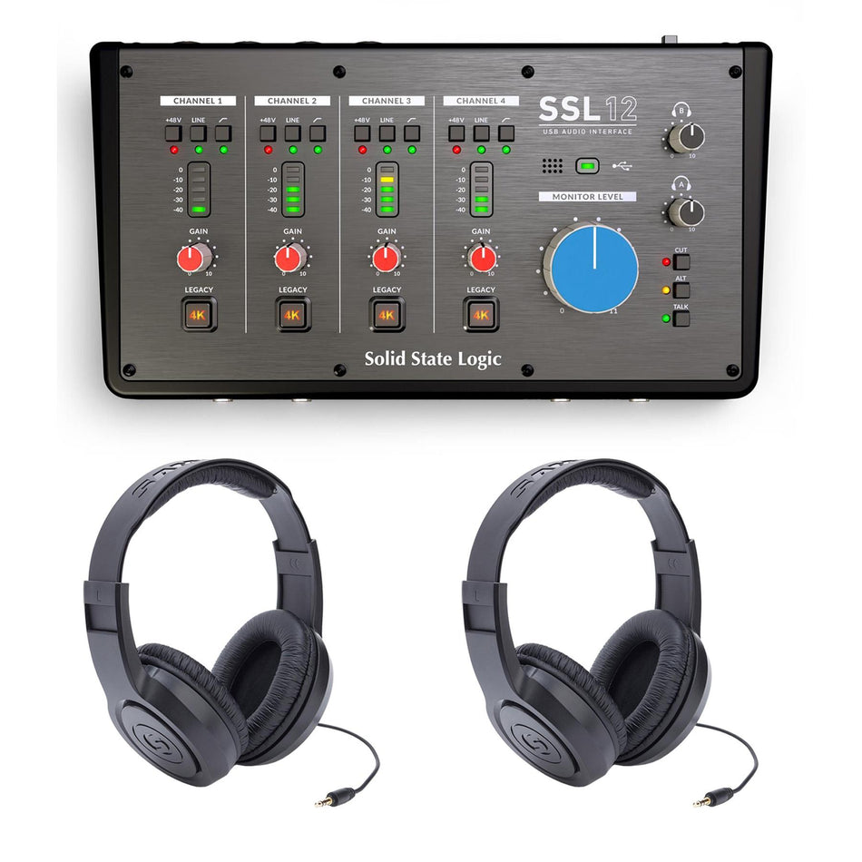 Solid State Logic SSL 12 USB Audio Interface Bundle with Samson SR350 Headphones