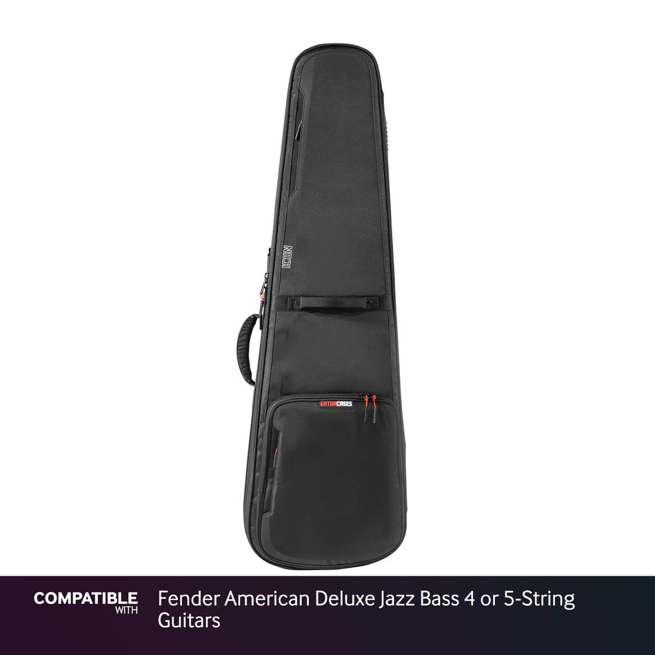 Gator Black ICON Case for Fender American Deluxe Jazz Bass 4 or 5-String Guitars