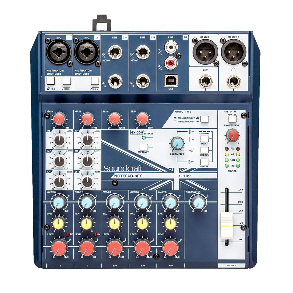 Soundcraft Notepad-8FX Analog Mixing Console with USB I/O and Lexicon Effects
