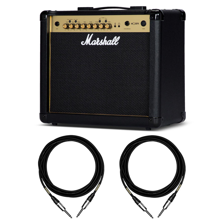 Marshall MG30FX 30W Combo Amplifier Bundle with Mogami TS Cables