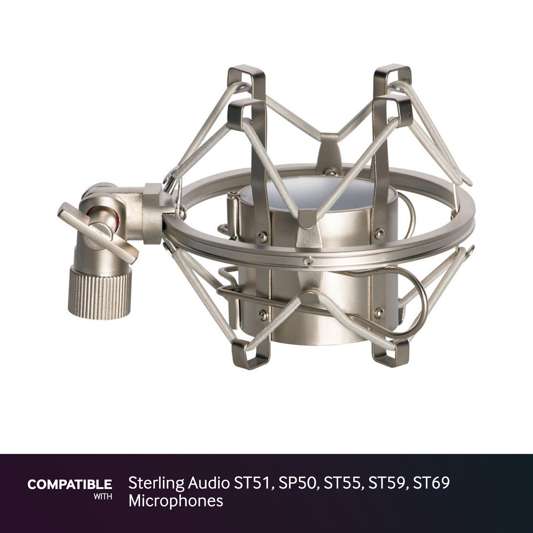 Silver Shock Mount fits Sterling Audio ST51, SP50, ST55, ST59