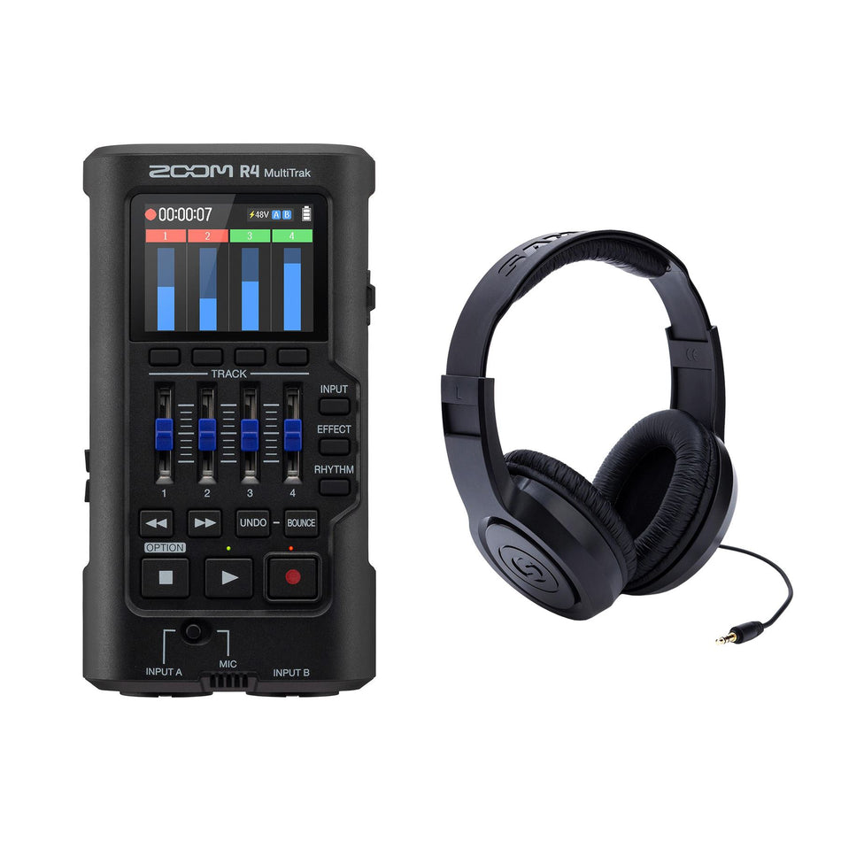 Zoom R4 Digital Multitrack Recorder Bundle with Samson SR350 Headphones