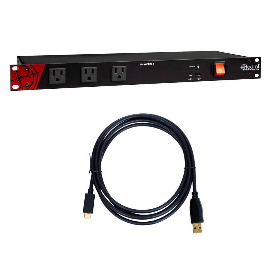 Radial Engineering Power-1 Power Conditioner Bundle with USB-C to USB-A Cable