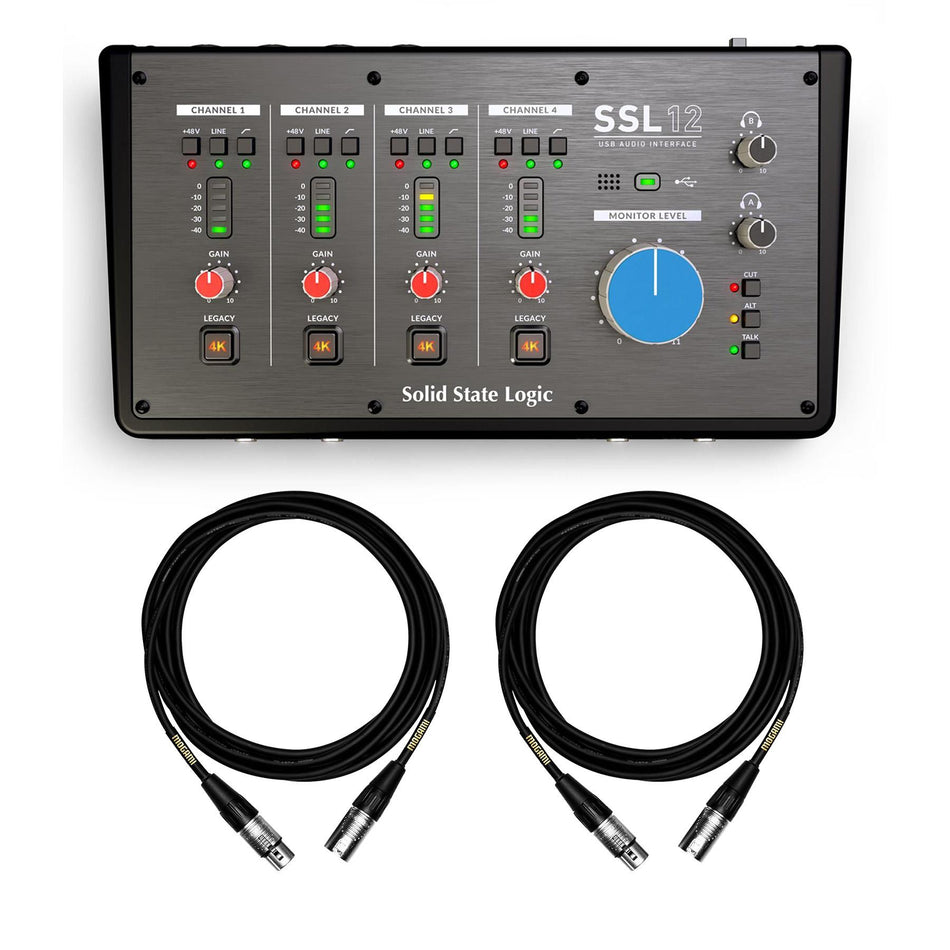 Solid State Logic SSL 12 USB Audio Interface Bundle with Mogami XLR Cables