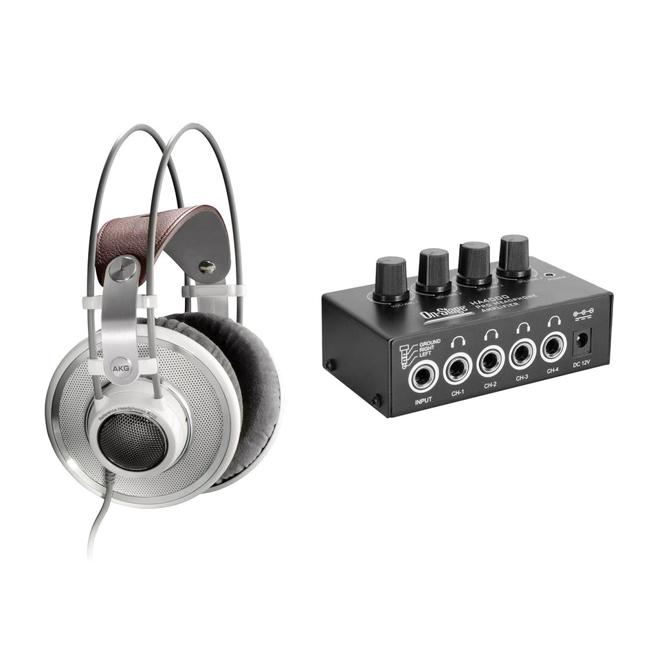 AKG K701 Reference Class Premium Headphones Bundle with On-Stage Headphone Amplifier