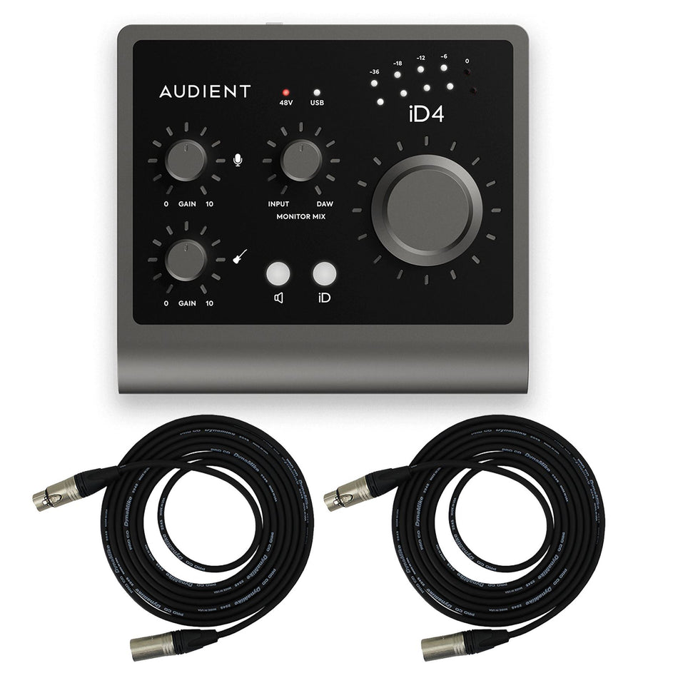 Audient ID4 MKII USB Audio Interface Bundle with Pro Co EXMN-15 XLR Cables