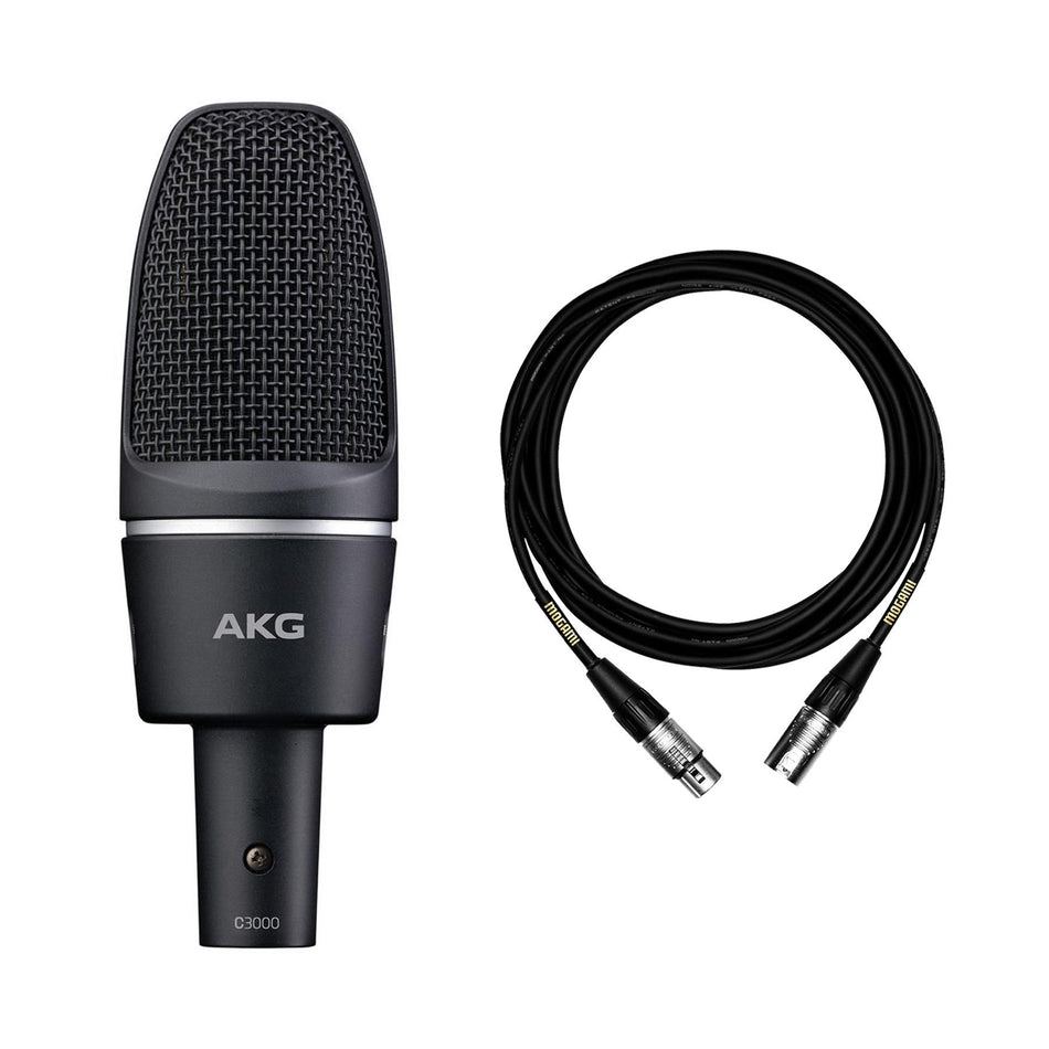 AKG C3000 Condenser Microphone w/ 15-Foot Mogami XLR Cable Bundle