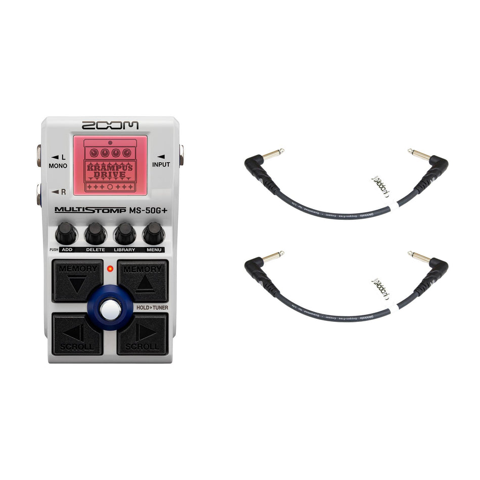 Zoom MS-50G+ Multi-Effects Pedal Bundle with Planet Waves 6" Patch Cables