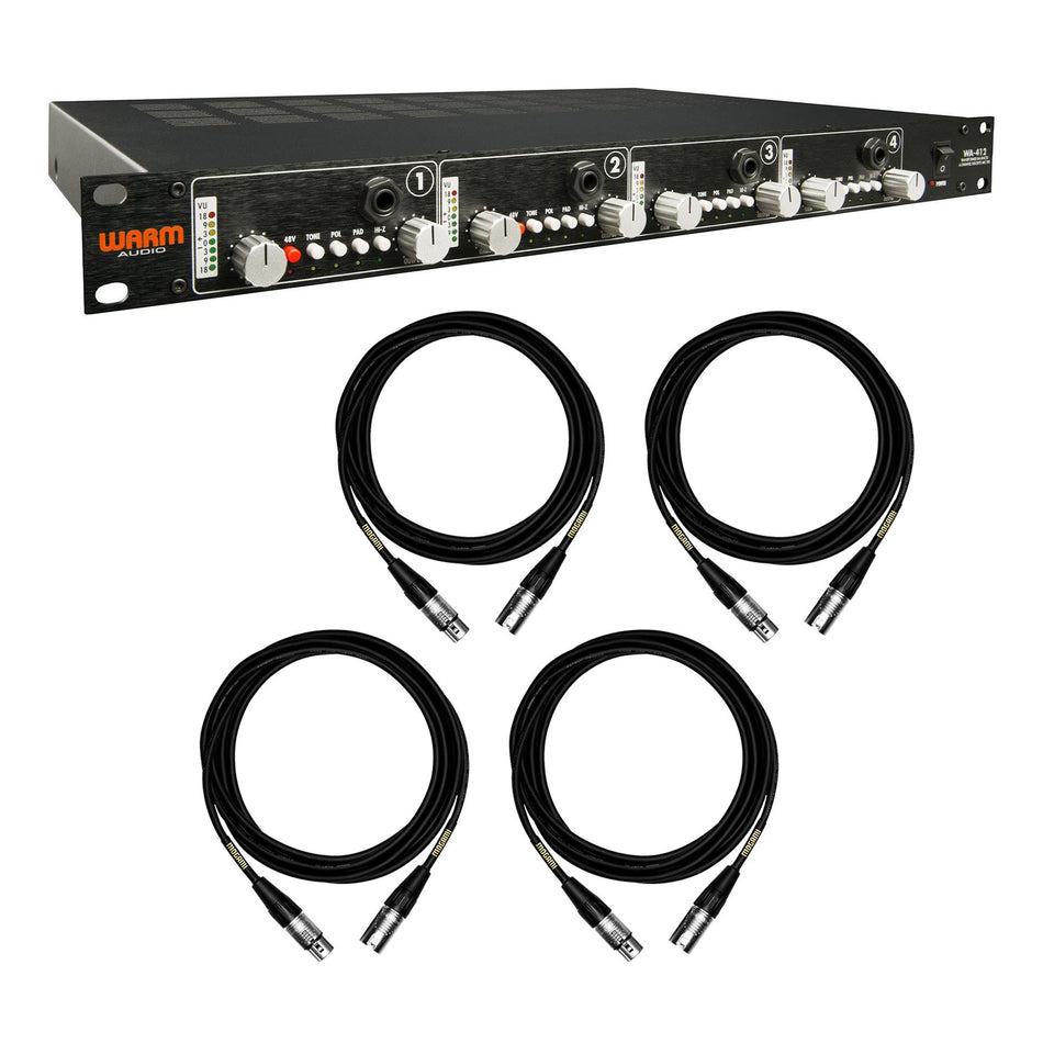 Warm Audio WA-412 4-Channel Mic Pre Bundle with 4 Mogami XLR Cables