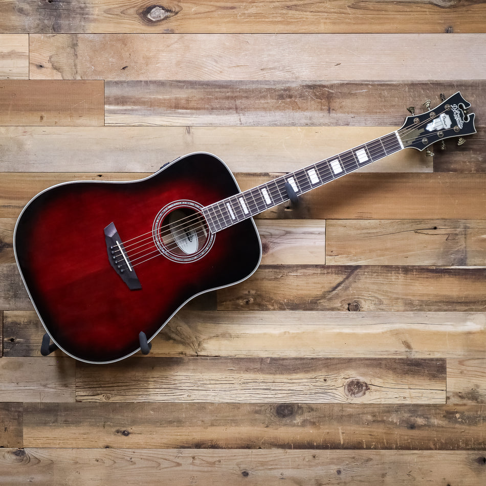D'Angelico Premier Lexington Acoustic Electric Guitar, Trans Black Cherry Burst