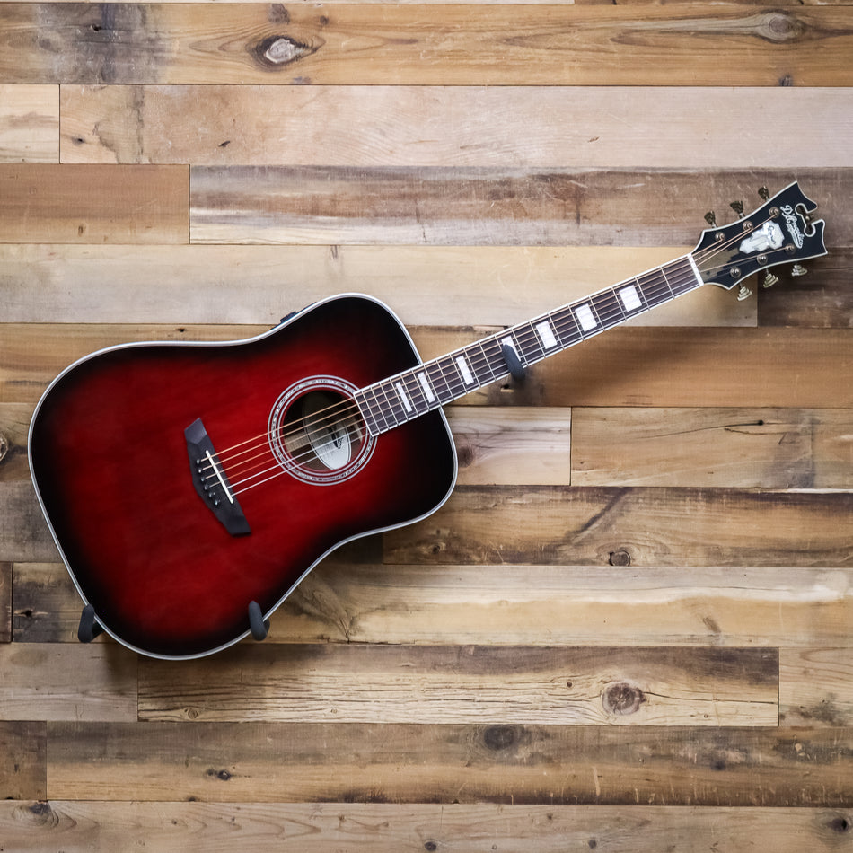 D'Angelico Premier Lexington Acoustic Electric Guitar, Trans Black Cherry Burst