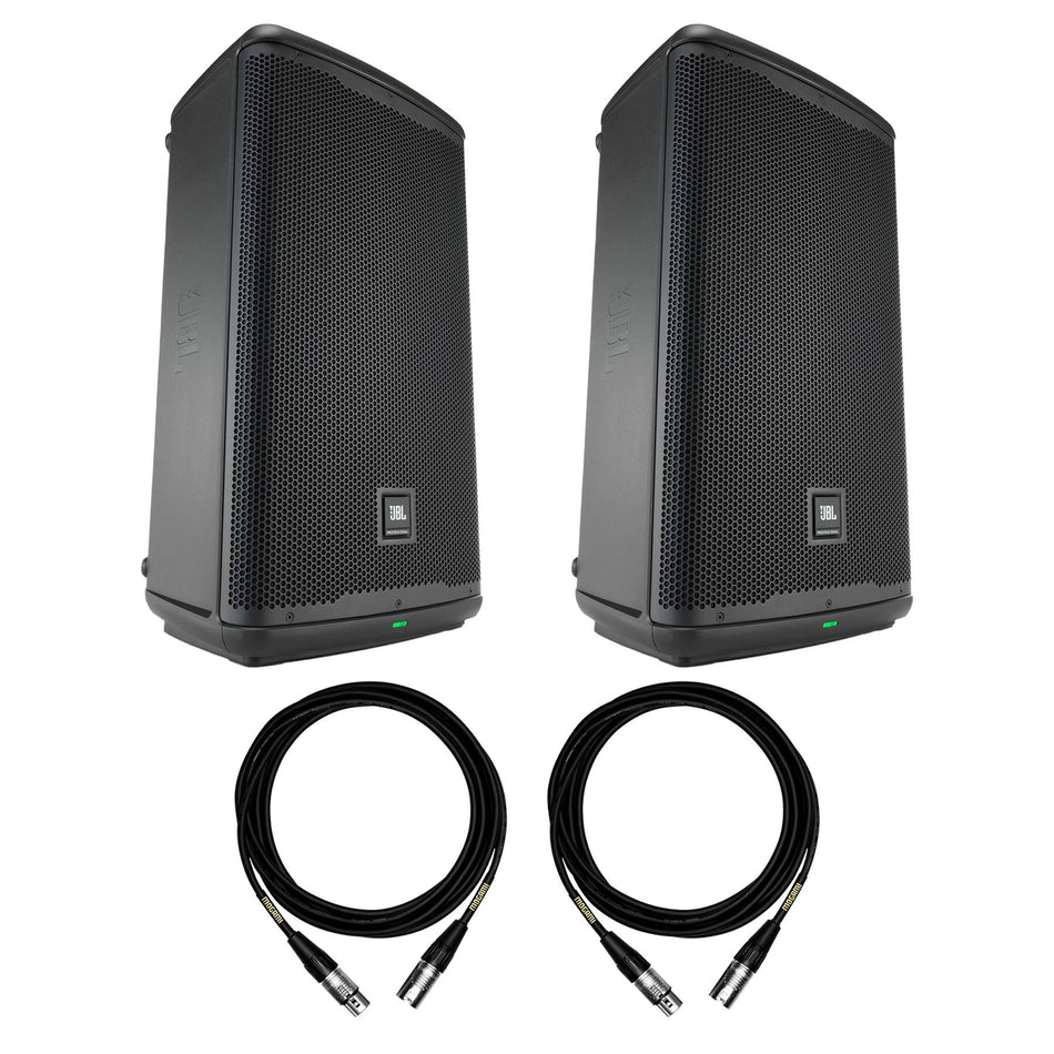 Stereo Pair of JBL EON712 12-inch Powered Loudspeakers Bundle with Mogami XLR Cables