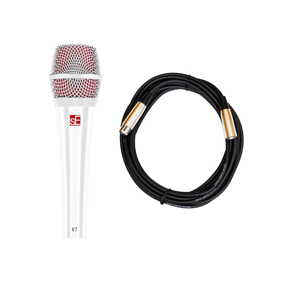 sE Electronics V7 White Dynamic Vocal Microphone Bundle with XLR Cable