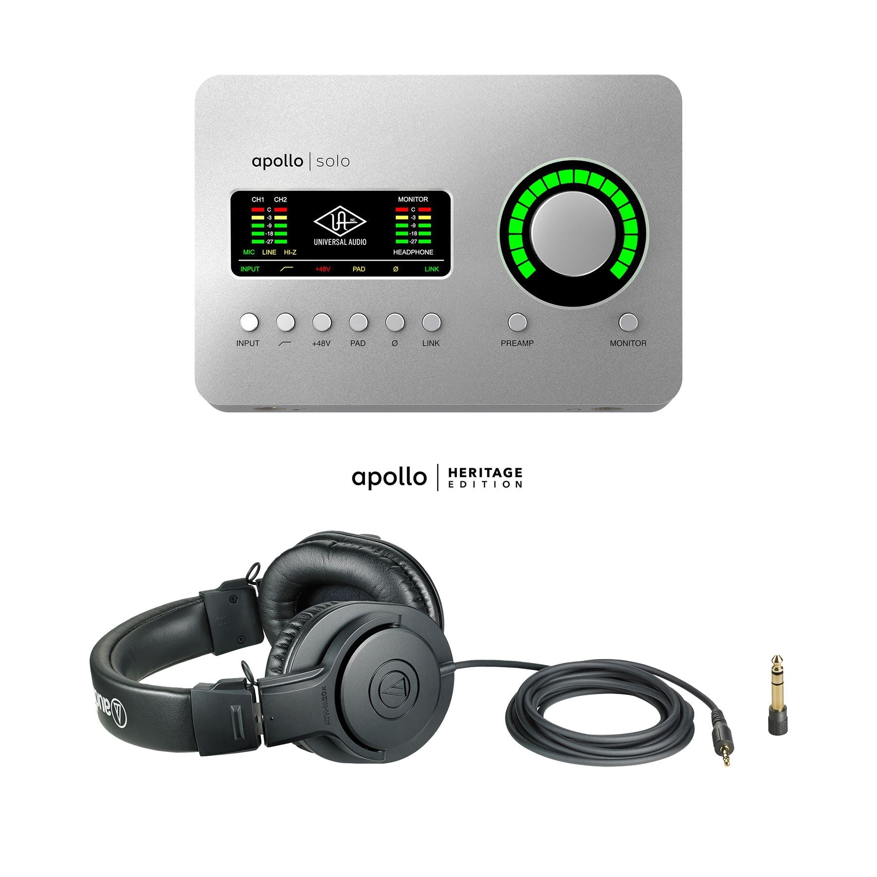 【美品】UNIVERSALAUDIO apollosolo HERITAGE Universal Audio Apollo Solo Heritage Edition Bundle with ATH-M20x