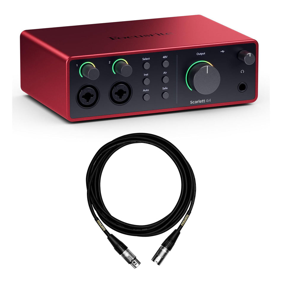 Focusrite Scarlett 4i4 (4th Gen) Audio Interface Bundle with Mogami XLR Cable