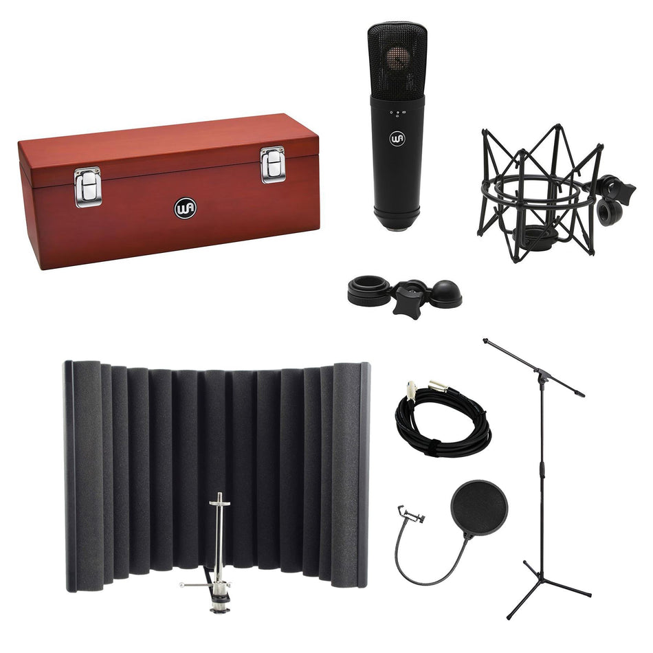 Warm Audio Black WA-87 R2 Microphone Bundle with RF-X, Stand, Pop Filter, Cable