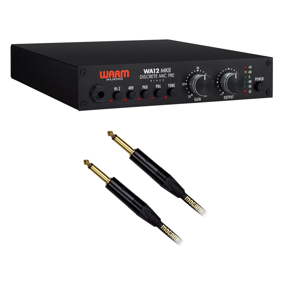 Warm Audio WA12 MKII Black w/ Mogami Gold Instrument 1/4" Cable Bundle