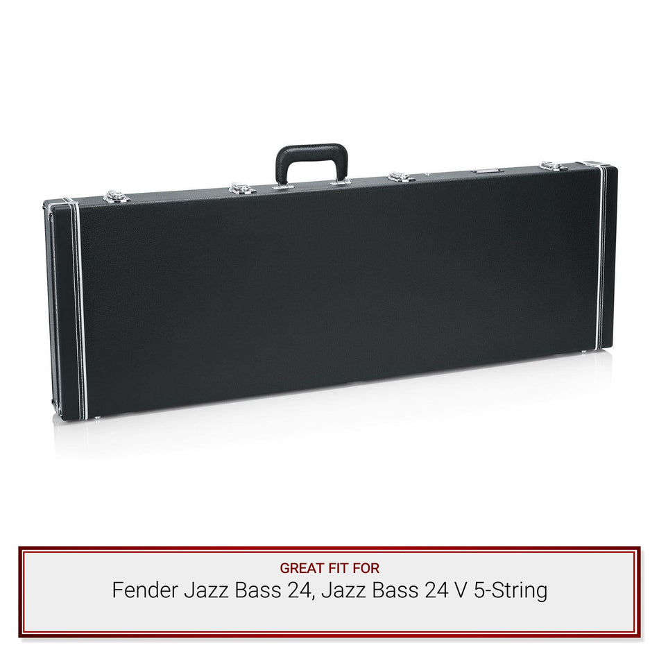 Gator Cases Deluxe Wood Case fits Fender Jazz Bass 24, Jazz Bass 24 V 5-String