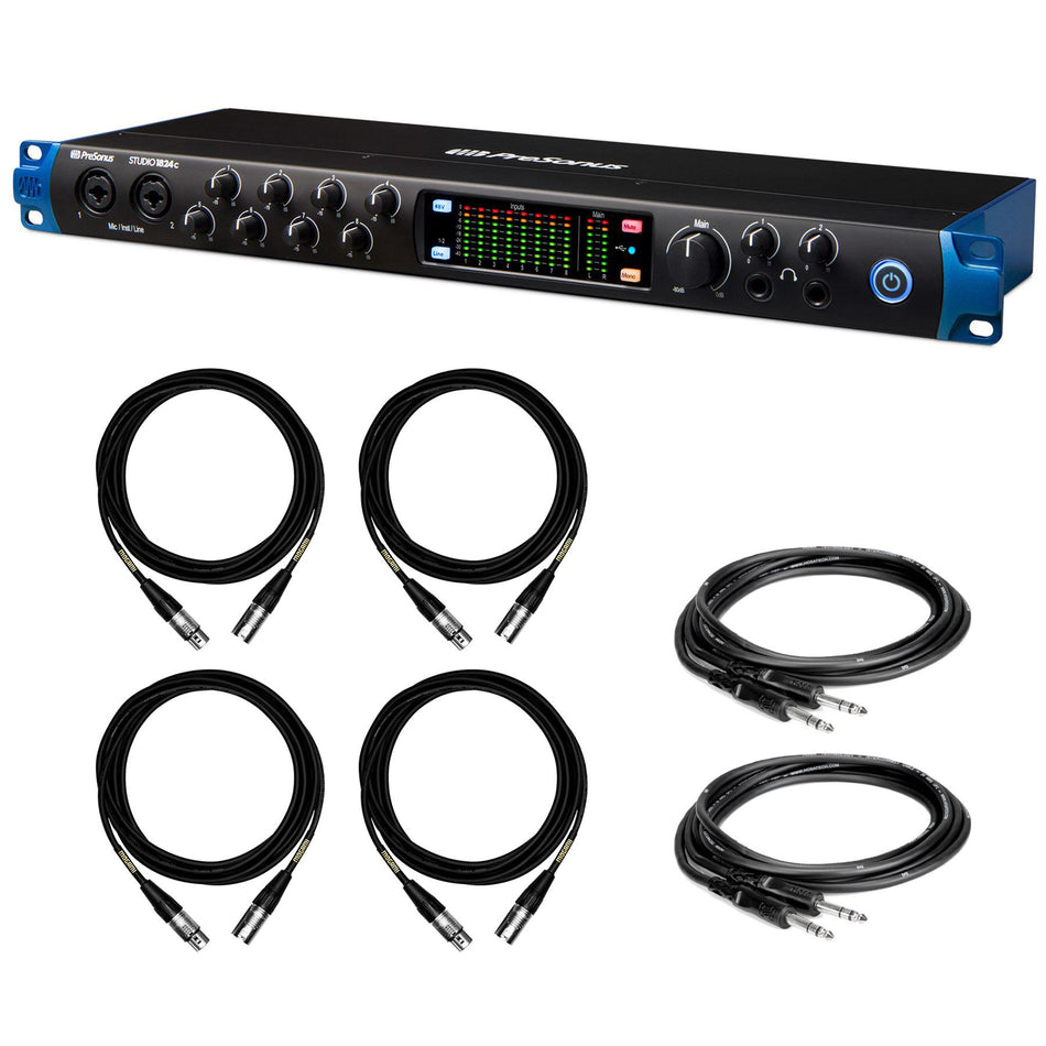 PreSonus Studio 1824C USB Interface Bundle with Mogami XLR & Hosa TRS Cables