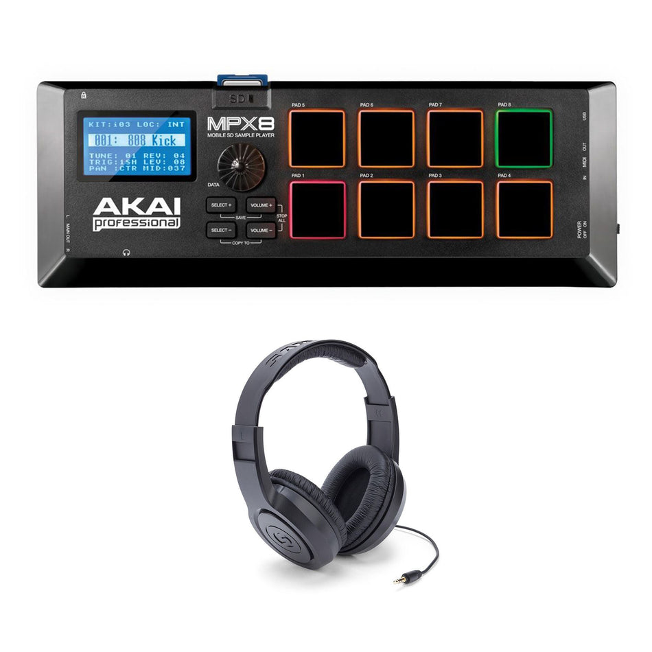 Akai MPX8 Bundle with Samson SR350 Headphones