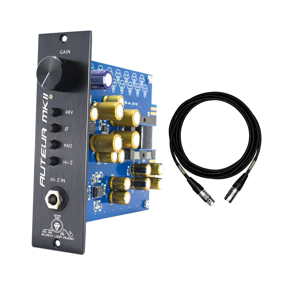 Black Lion Audio Auteur MKII 500-Series Mic Pre w/ 15ft Mogami XLR Cable Bundle