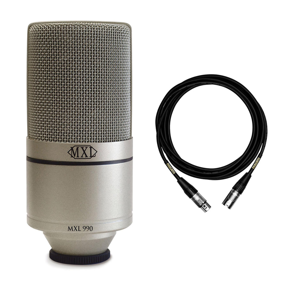 MXL 990 Studio Condenser Microphone Bundle with Mogami XLR Cable