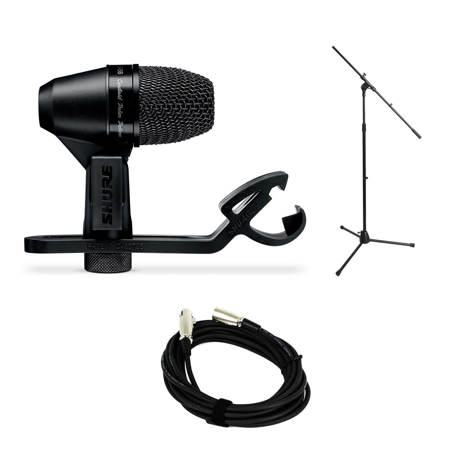 Shure PGA56 Microphone w/ 20-foot XLR Cable & Stand Bundle