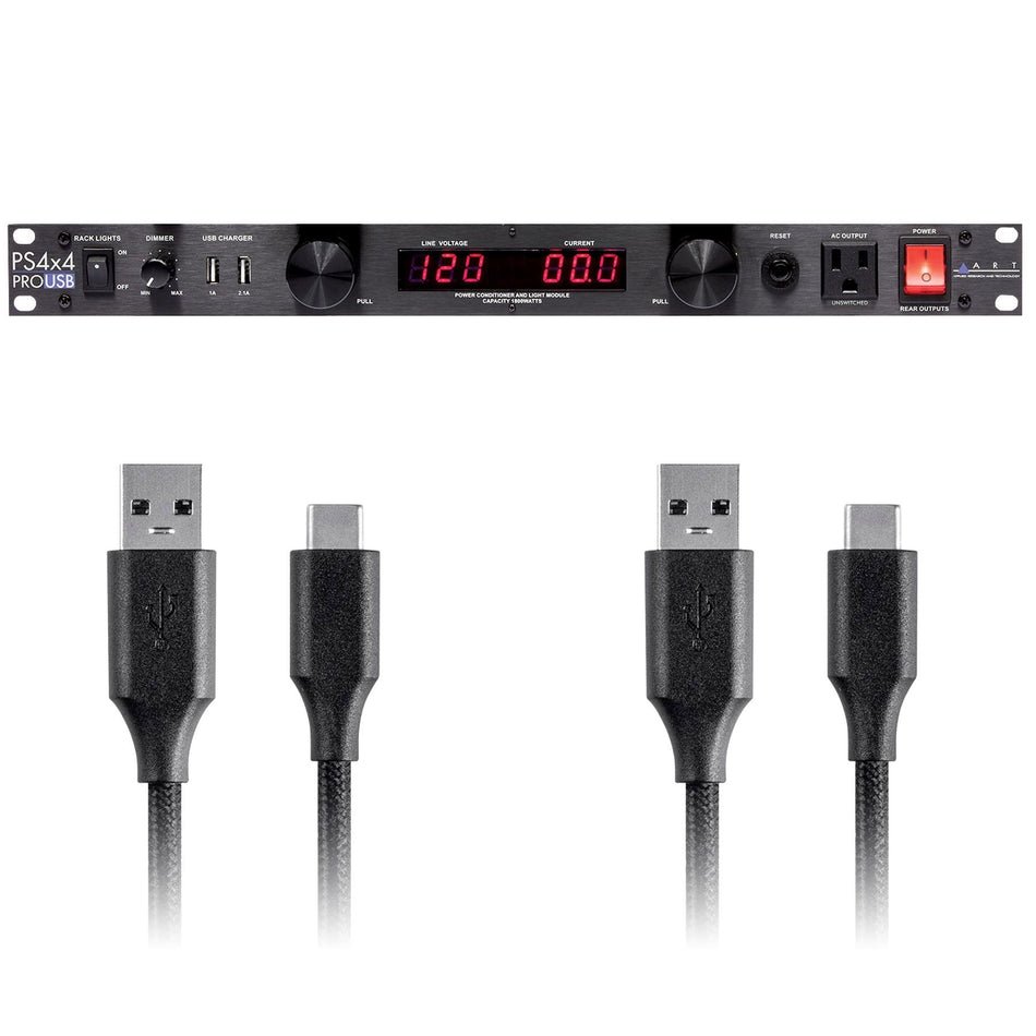 ART PS4x4PROUSB Power Distribution System Bundle with USB-A to USB-C Cables