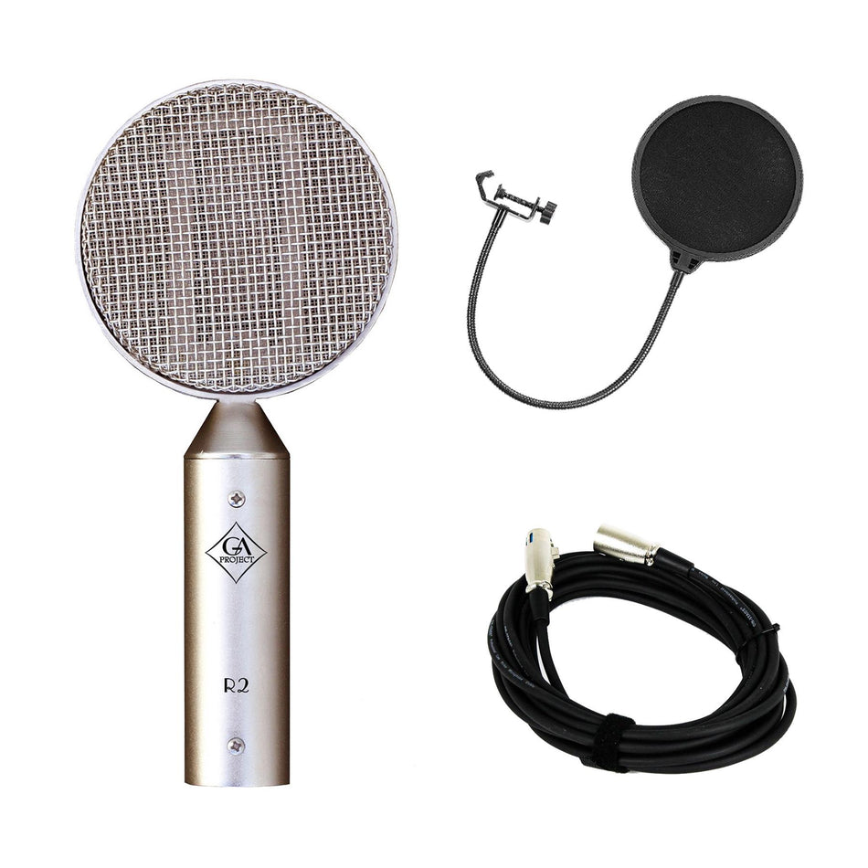 Golden Age Project R2 MK2 Ribbon Microphone w/ XLR Cable & Pop Filter Bundle