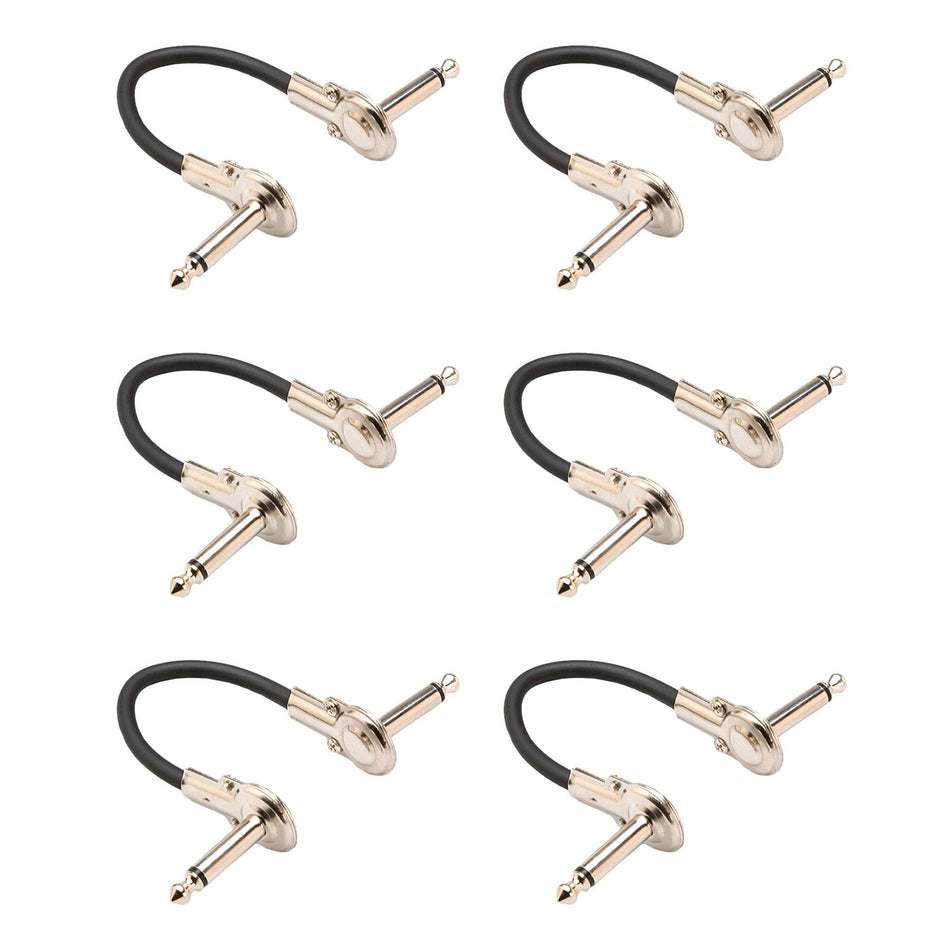 Hosa IRG-600.5 6-Pack of 6in Guitar Patch Cables Low-profile Right-angle 1/4" TS