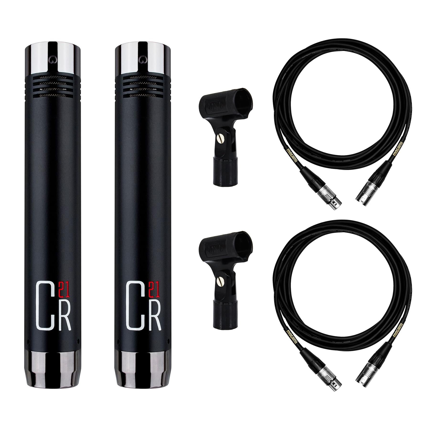 MXL CR21 Microphone Stereo Pair Bundle with 2 15-foot XLR