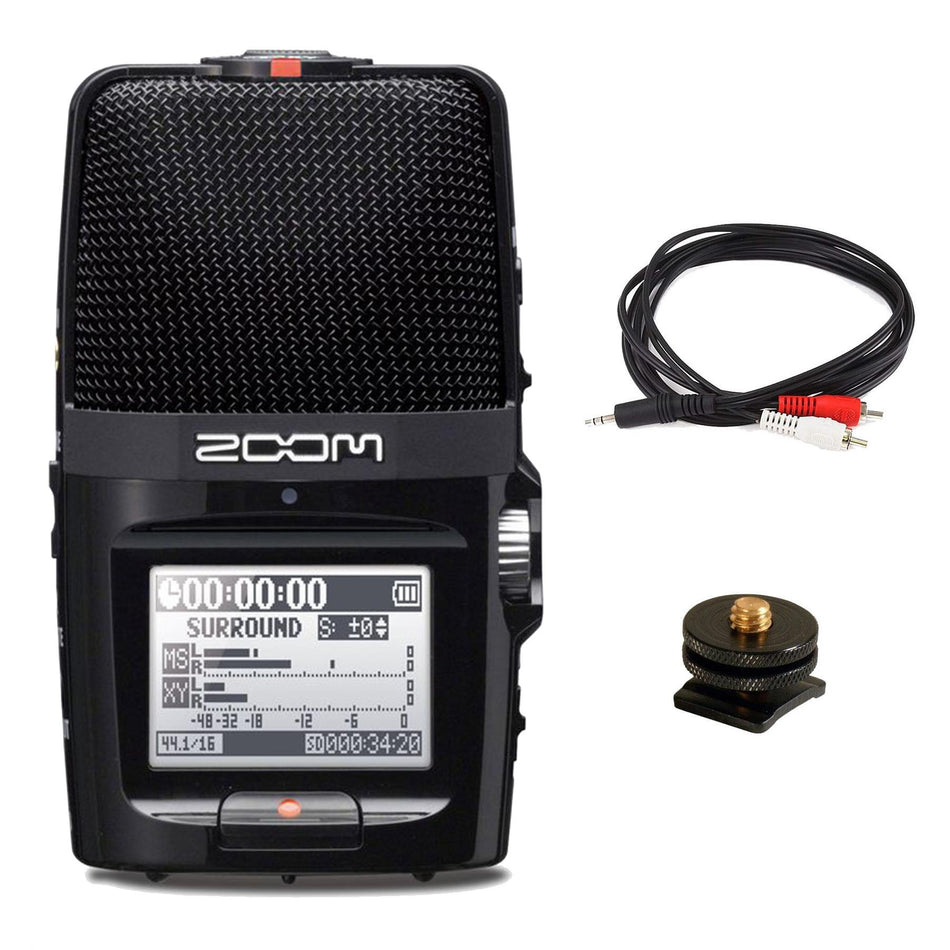 Zoom H2n Recorder Bundle with 1/8" to Dual RCA Y-Cable & Camera Mount H2n