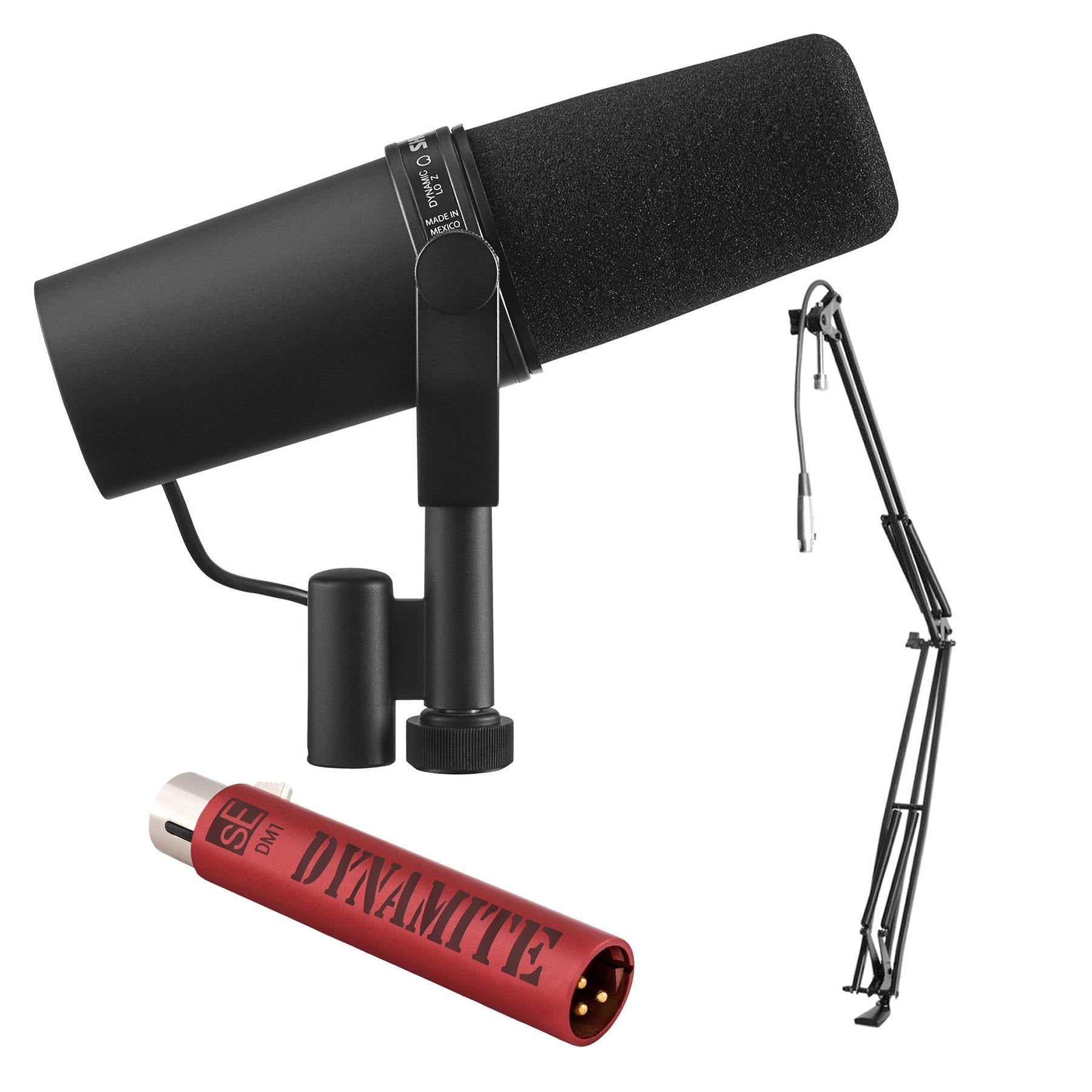 Shure SM57-LC Instrument/Vocal Cardioid Dynamic Microphone Bundle with Mic  Boom Stand, XLR Cable, Mic Clip, and Bag