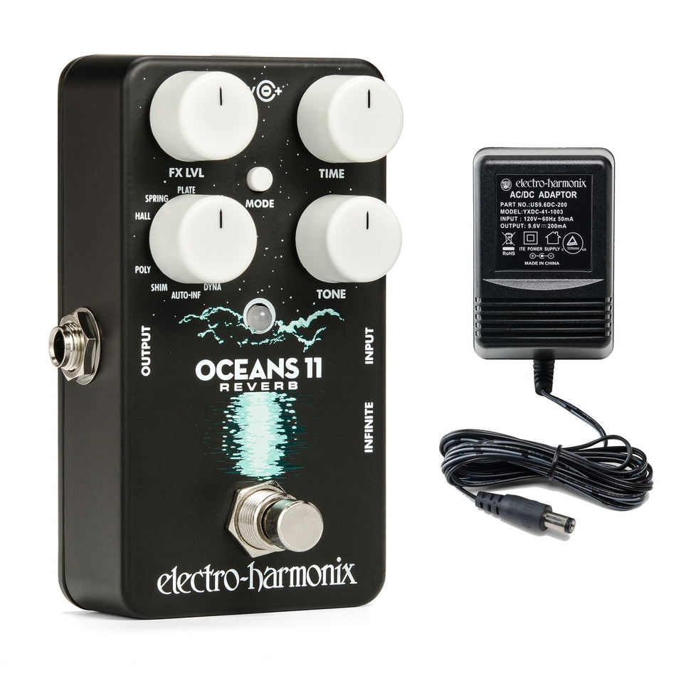 Electro-Harmonix Oceans 11 Reverb Guitar Effects Pedal w/ PSU Stompbox Oceans11