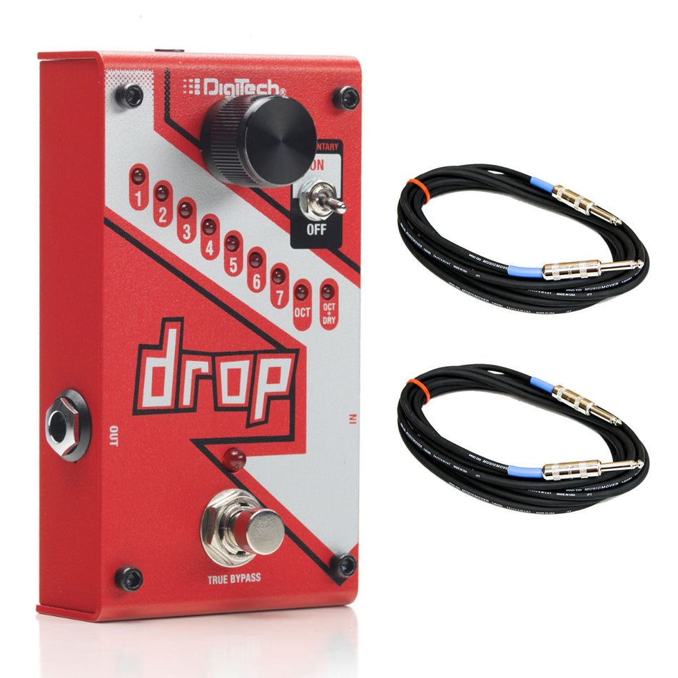 Digitech The Drop Effect Pedal Bundle with 2 15-Foot Pro Co EG-15 1/4" TS Cables
