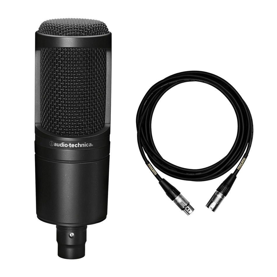 Audio-Technica AT2020 Condenser Microphone Bundle with 15-Foot Mogami XLR Cable