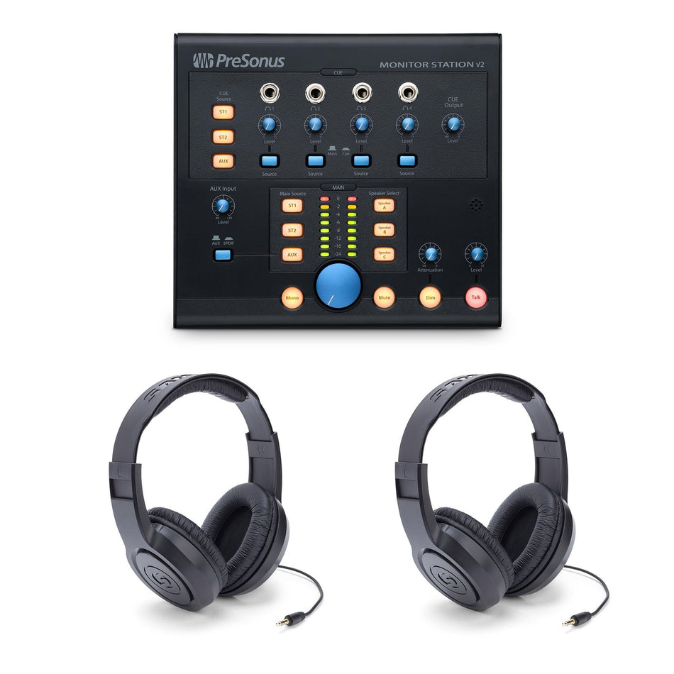 PreSonus Monitor Station V2 Bundle with 2 Samson SR350 Headphones