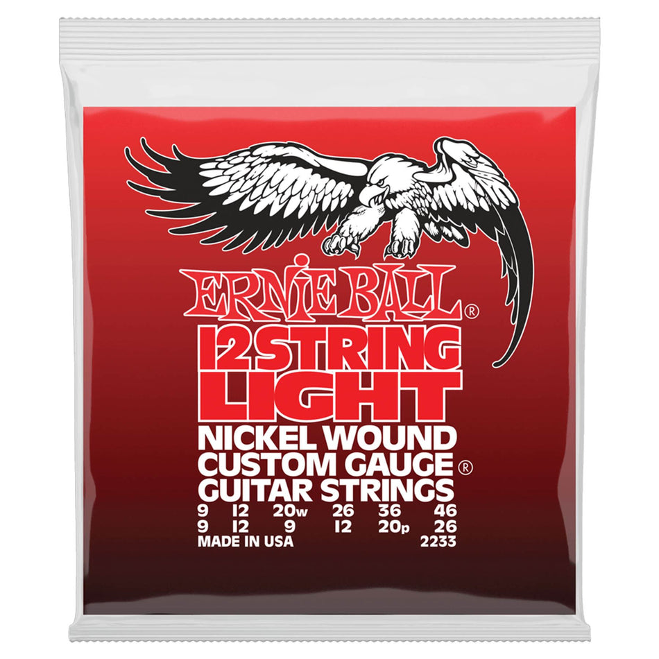 Ernie Ball 2233 Light 12-String Electric Guitar Strings w/ Wound G String Nickel