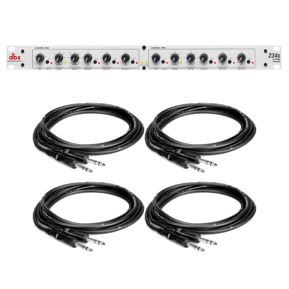 dbx 234s 2/3/4-Way Crossover w/ 4 10-foot Hosa Balanced TRS Cables Bundle
