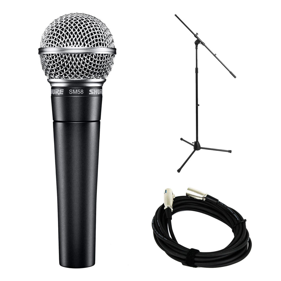 Shure SM58 Microphone w/ 20-foot XLR Cable & Stand Bundle
