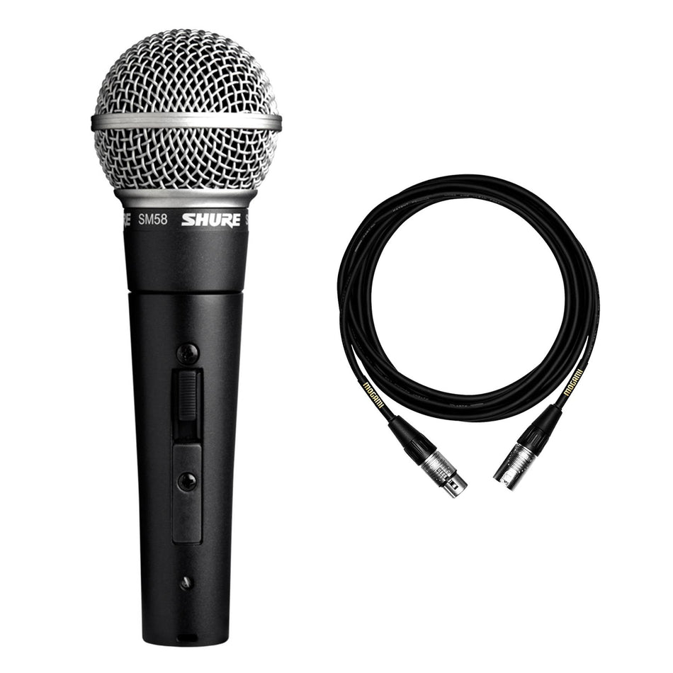 Shure SM58S Microphone w/ Premium 15-foot XLR Mogami Cable Bundle
