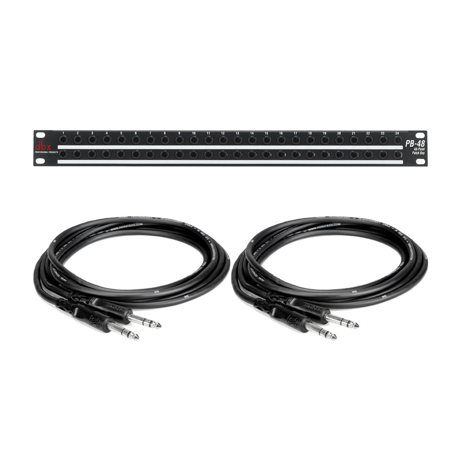 DBX PB-48 48-Point 1/4" Patch Bay w/ 2 5-foot Hosa CSS-105 TRS Cables Bundle