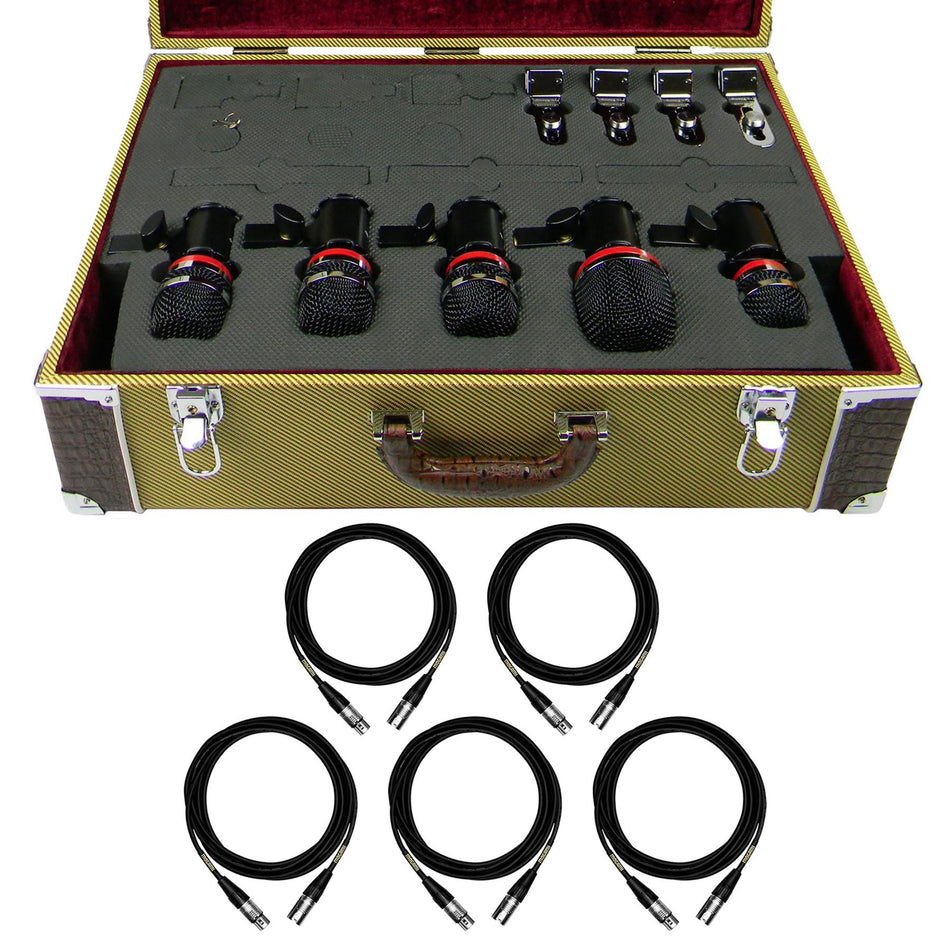 Avantone CDMK-5 5-Mic Drum Microphone Kit Bundle with 5 Mogami XLR Cables