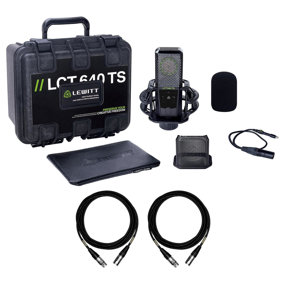 Lewitt LCT-640 TS Multi-Pattern Microphone w/ 2 15-foot Mogami XLR Cables Bundle