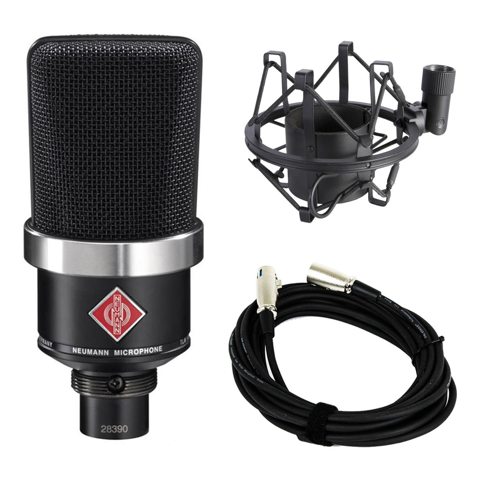 Neumann TLM 102 Black Microphone w/ Bonus Shock Mount & 20-foot XLR Cable Bundle